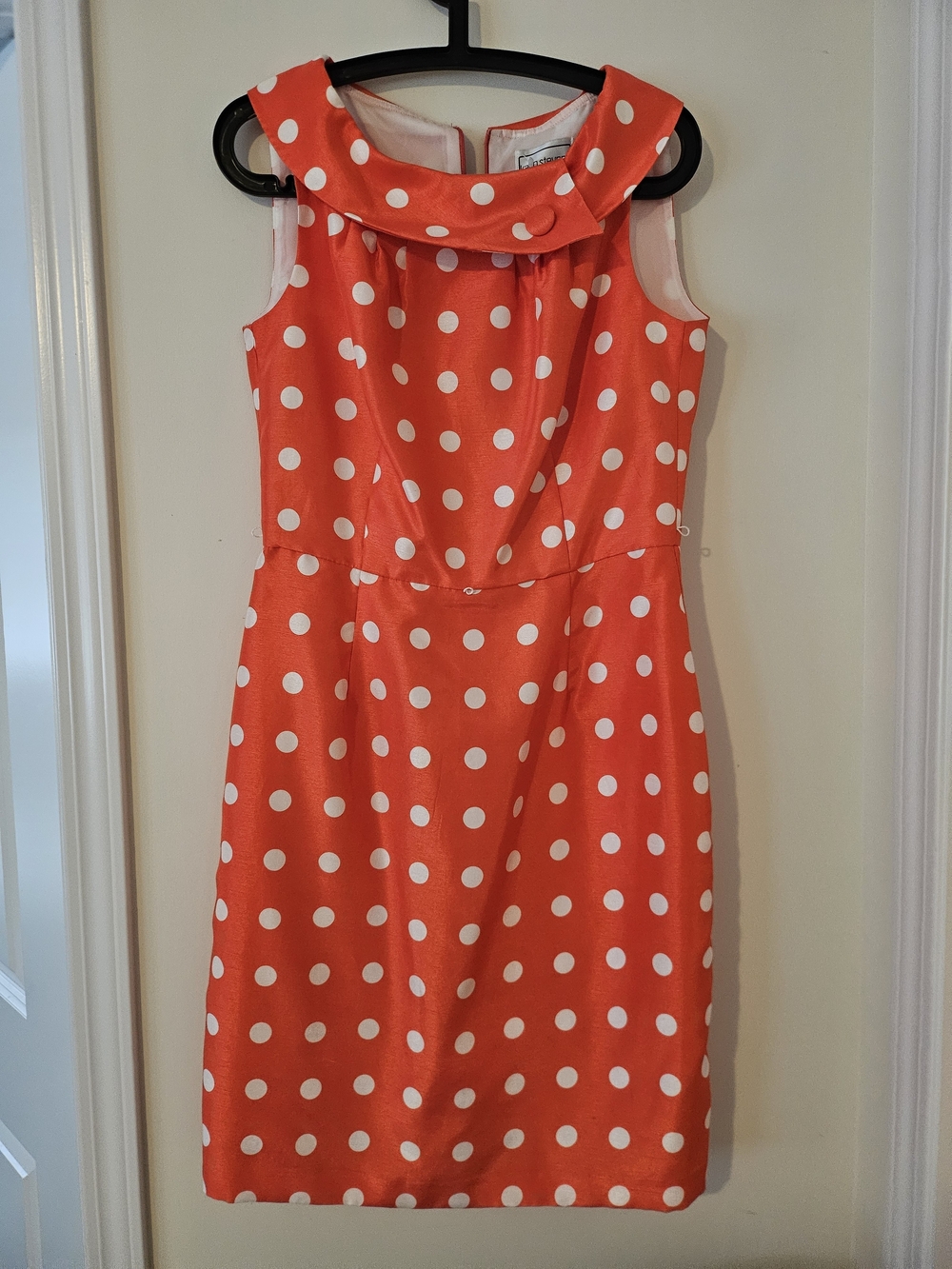 karin stevens Coral Polka Dot Sleeveless Midi Dress